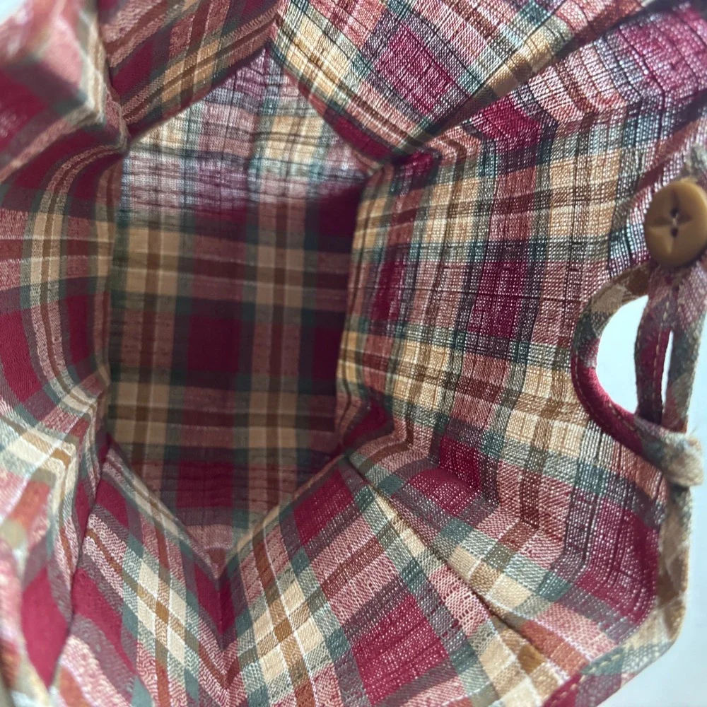 Longaberger Basket Liner 7 Inch Measuring Orchard Park Plaid Red Tan 2198981